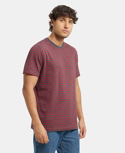 Image of Jockey 2715 Men's Super Combed Cotton Rich Striped Round Neck Half Sleeve T-Shirt