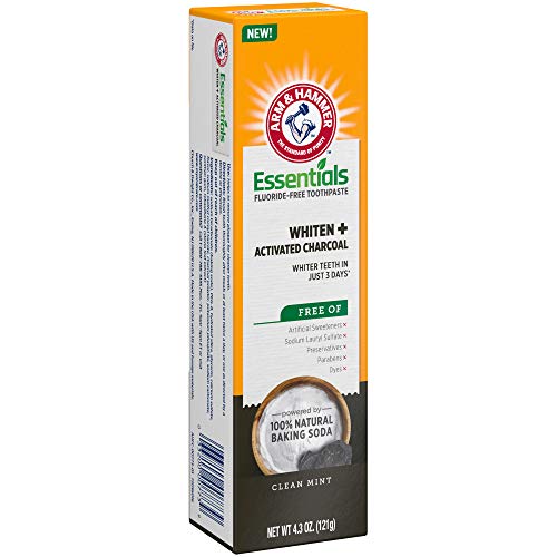 Arm & Hammer 40002 Essentials Fluoride-Free Toothpaste Whiten + Activated Charcoal-4 Pack Of 4.3Oz Tubes thumb #8