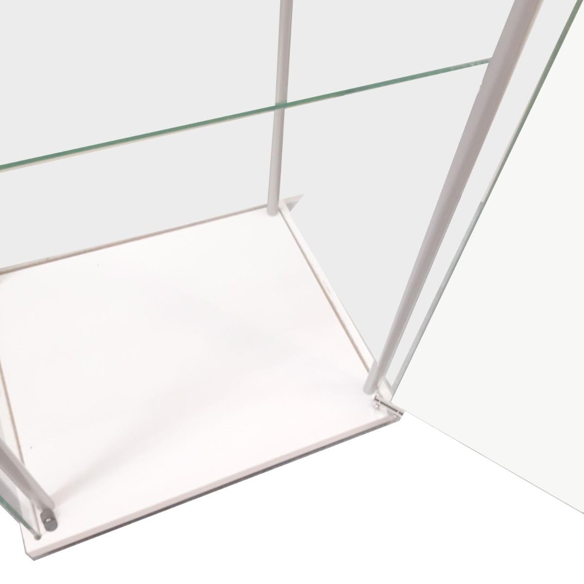 Bissolo Casa Vetrina Espositiva 1 Anta in Vetro Temperato Bianca 42,5x36,5x161 cm, Vetrinetta Soggiorno con 3 Ripiani in Vetro, Mobile Espositore per Collezionismo, Casa e Ufficio