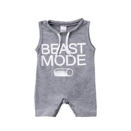 Baby Boy Jumpsuit,Newborn Infant Beast Mode Romper Outfit Sleeveless Creepers Bodysuit Clothes