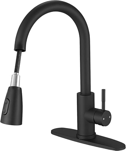 Kruvad Kitchen Sink Faucet Deck Mount Pull Out Crane Hot Cold Water Mixer Tap 360 Degree Rotation Single Hole Faucet Kitchen Faucet with Sprayer Splash Filter Adapter Sink Two Water Outlet Modes