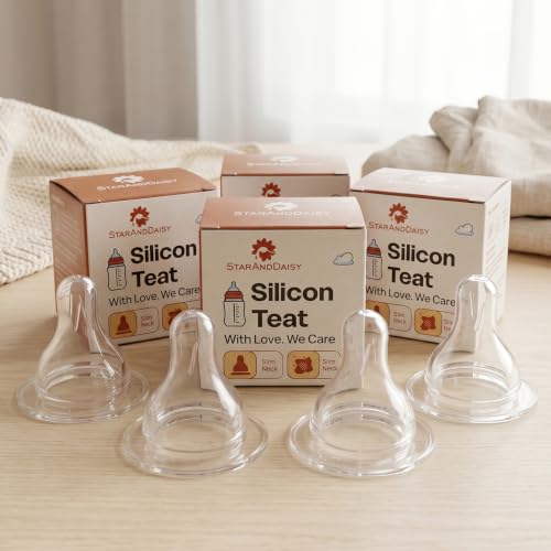 Image of StarAndDaisy Pack of 4 Silicone Medium Flow Nipples for Baby Bottles 3+ Months | BPA Free Anti-Colic Feeding Bottle Nipples | Soft Baby Bottle Teat Replacement for Infants