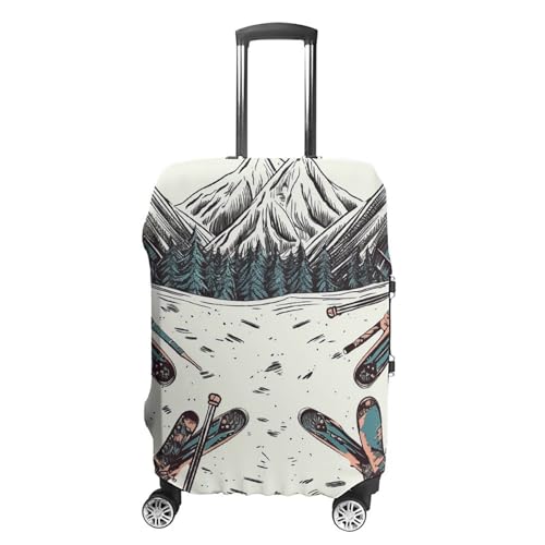 Skiing with Gear Set Suitcase Cover Washable Luggage Cover Dust-proof Luggage Protector Cover Anti-Scratch Travel Suitcase Protector Fits 18-32 Inch Luggage M