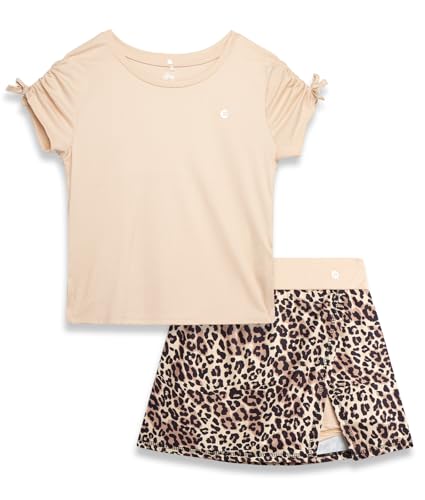 Image of RBX Girls Athletic Skort Set - 2 Piece Workout Outfit with Performance Graphic Tee & Athletic Skort for Girls