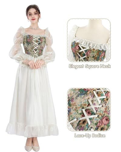 Image of NSPSTT Women Girls American Pioneer Colonial Dress Prairie Costume