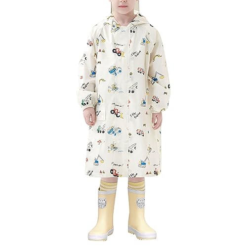 Toddler Raincoat Rain Poncho Boys Girls Kids Lightweight Printing Pockets Long Sleeve Rainproof Mudproof