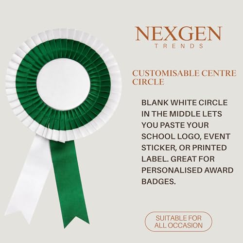 Image of NEXGEN Trends Double Line - Satin Badge For School College Event,Party, And Conference (PACK OF 10) (White-Dark Green)