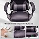 T-THREE.Ergonomischer Leder Gaming Stuhl Bürostuhl Drehstuhl Computerstuhl Rennstuhl Lederstuhl höhenverstellbar, mit Kopfstütze und Lendenwirbelstütze（Gray）