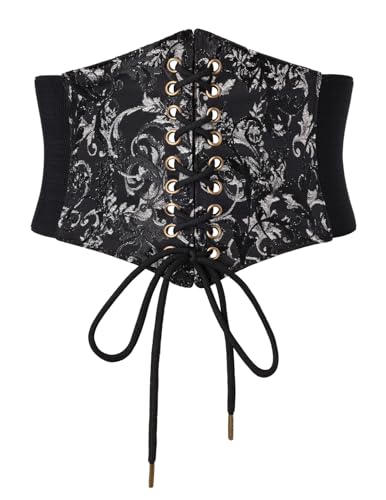 Damen Mittelalter Gürtel mit Spitze Lace-up Elastischer Steampunk Gürtel