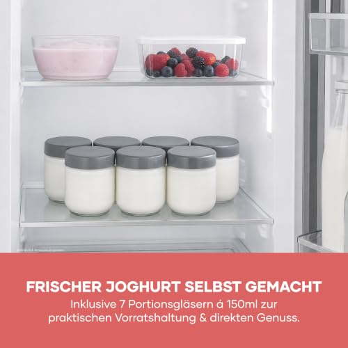 Miniatura 7 de Severin Yogurtera, Incluye 7 Tarros De Yogur De 150 Ml Para 1 Litro De Yogur Casero, Tapa Transparente, Estilo Griego, Interruptor Basculante, 18 W, Acero Inoxidable Oscuro, Jg 3510