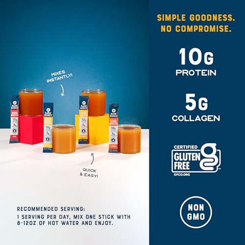 Image of Bare Bones Bone Broth Packets Powder Variety Pack | 5g Collagen | 10g Protein | Keto & Paleo Friendly | No Artificial Flavors | Non-GMO, Gluten-Free, Dairy-Free Rich Savory on-the-go 16 Pack