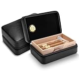 Demcigar Zigarren-Humidor, Zigarrenetui aus Leder mit Zedernholzregal...