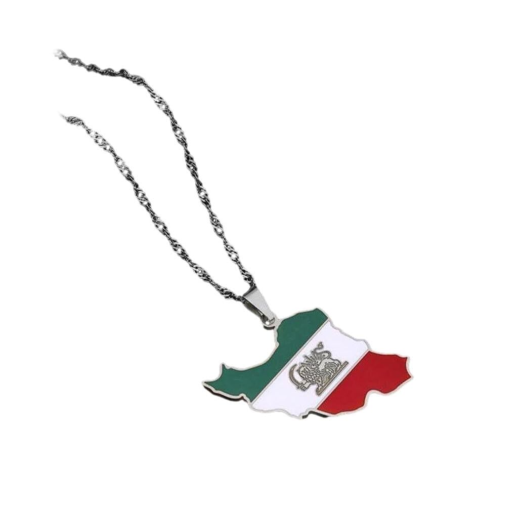 Stylish And Trendy Stainless Steel Necklace With Eye-catching Pendant Minimalist Iran Map Flag Pendant Necklaces