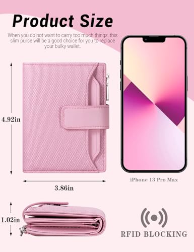 Yinhexi M&P WALLET Small Wallet For Women, Women’S Wallet With Imitation Canvas Pu Leather, Bifold Zipper Pocket Wallet Card Case Purse With Id Window  thumb #3