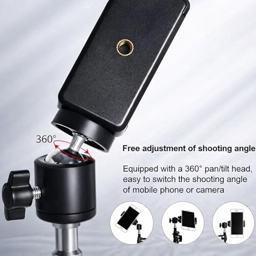 Image of Adjustable Tripod Stand for Mobile & Camera, 360 Rotation, Height Adjustable, Lightweight & Sturdy, Compatible with iPhone, Android, DSLR, Ring Light for Video Recording
