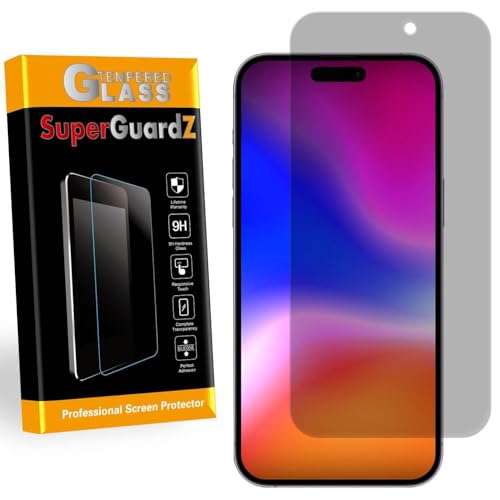 for iPhone 15 Pro Max Tempered Glass Screen Protector [Privacy Anti-Spy], SuperGuardZ, 9H Anti-Scratch, Anti-Bubble