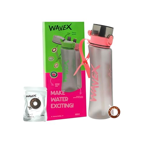 Image of WaveX Scented Water Bottle, Includes 1 Aroma Scent Pod, BPA Free, Flip Top Leak-Proof Lid, Straw & Carry Strap Included, Subtle Flavor Experience, No Sugar or Calories, (20.3 Ounce, Pink)