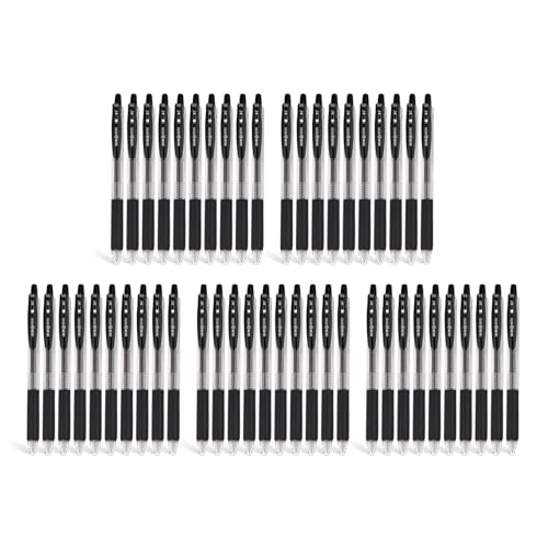 0.5mm Black Smooth Gel Fineliner Rollerball Pens Extra Large Ink Capacity Fine Ball Point Black Ink Use for School Office Writing Drawing Sketching (Retractable, 10, Count)