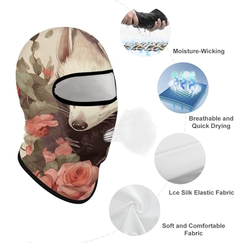 Balaclava para rostro de Opossum and Roses para hombre y mujer, máscara transpirable con protección solar para senderismo, ciclismo, carrera y conducción miniatura 3