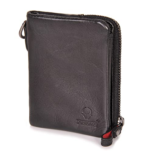DONBOLSO Monedero Mujer Rio | Monedero Tarjetero Mujer con 4 Ranuras para Tarjetas y Protección RFID | Mini Carteras de Mujer de Cuero | Pequeña y Hermosa Cartera para Señoras | Negro Cover