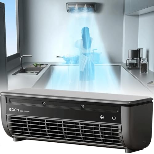 Ventilador de pared de cocina sin taladrar, aire acondicionado de carga inalámbrica con 3 velocidades de enfriamiento y ventilador, refrigeración instantánea de 10 segundos, aire acondicionado montado