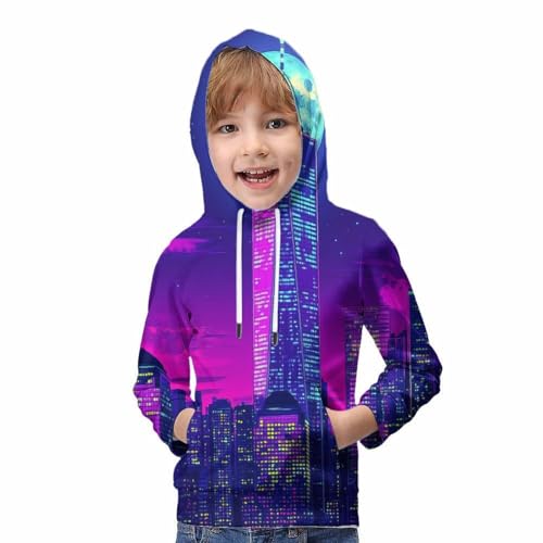 Pull graphique 3D néon ville le cadeau idéal pour enfant de 10-12 ans