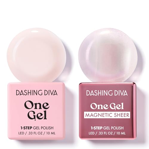 Dashing Diva One Gel Color & Magnetic Topper Duo - Lipgloss - Aristocrat & Iridescent Glitter Topper - 3-in-1 Base Coat, Nail Color & Top Coat - Gel Nail Polish Set