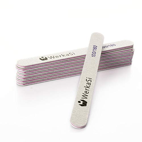 WerkaSi Nail File 100/180 Grit Nail Buffering Files Professional Manicure Pedicure Tools 8Pcs