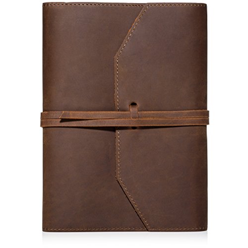 LEATHER JOURNAL REFILLABLE Writing Notebook - Lay Flat Lined Notebook, Handmade Leather Bound Diary for Men & Women, Best Gift for Travel Diary, Creative Writing & Notebooks to write in, Large 6x8