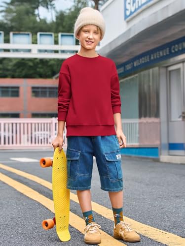 Haloumoning Boys Sweatshirts Kids Fashion Long Sleeve Crewneck Pullover 5-14 Years4