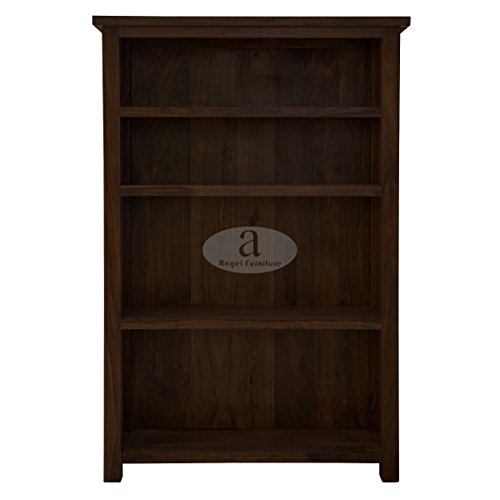 Image of ANGEL FURNITURE Solid Sheesham Wood Antonio Large Bookshelf Large, Walnut Finish, Semi-Gloss, 90x30x135CM
