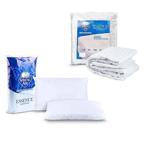 Opiniones de Cubre Colchon Spring Air del mes. 50 ATLAS DEL DESCANSO Cubre Colchon Spring Air Individual Impermeable + Pack 2 Almohadas Estándar Essence Peach Feel De Confort Suave - Hipoalergénicas y con Protección Antiácaros...
