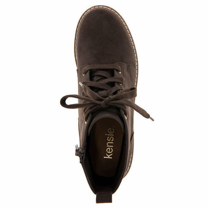 Kensie Women's Kasha Lace Up Zipper Closure Low Heel Ankle Boots - Brown, US Size 94