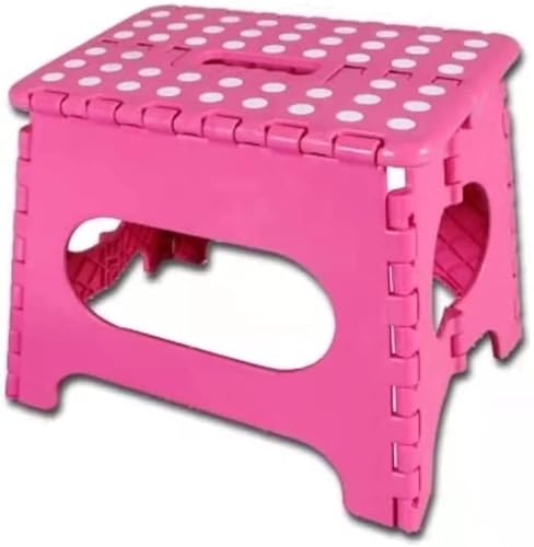 Taburete Plegable Multiusos,Escalón con Mango, hasta 120 kg, para Cocina, baño, jardín. (Rosa, 29x22x22cm)