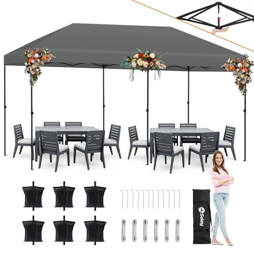 Sekey Tonnelle Pop-up One-Touch 3 x 6 cm, 3 x 6 m, étanche, Stable, Installation simplifiée en 1 Minute, Robuste, résistante au Vent et à la Pluie, pour...