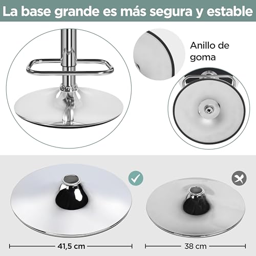 Miniatura 8 de Yaheetech Juego De 2 Taburetes De Bar Taburetes Altos De Cocina De Polipiel, Altura Ajustable, Giratorio En 360 Con Respaldo Y Reposapiés, Blanco