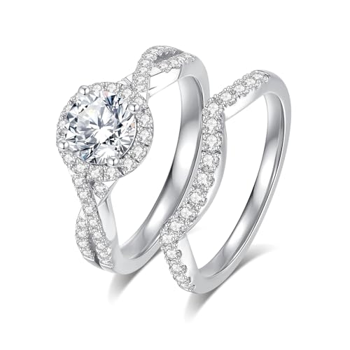 Image of Moissanite Wedding Ring Sets for Women Bridal Ring Set D Color VVS1 Different Cut Engagement Rings S925 Sterling Silver Promise Rings for Wife