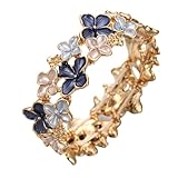 🌸 Sakura Flower Clusters :Gold-tone alloy bracelet (2.36"/6cm diameter x 0.88"/2.25cm width, 1.25oz/35.5g) with vibrant enamel sakura blooms for delicate spring charm." 🎨 Artisan Floral Details : Each tiny flower is meticulously enameled in soft pink...