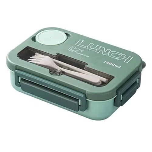 Sirxlevcy Lonchera Bento con Cubiertos, 4 Compartimentos, A Prueba de Fugas, Apta para Microondas y Lavavajillas para Adultos y Estudiantes B