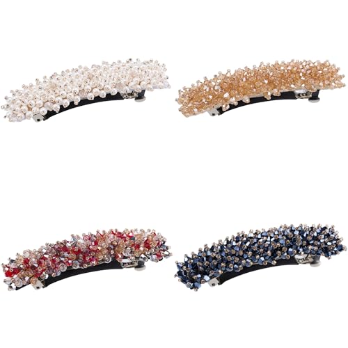 Textention Juego de 4 Broches para el Cabello con Perlas y Cristales para Mujer miniatura 1