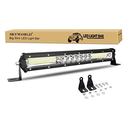SKYWORLD Barra Led 15 pulgadas 38 cm 144W delgado barra de luz led 12V 24V Faros de Trabajo para 4x4 off road coche tractor camion ATV UTV SUV todoterreno