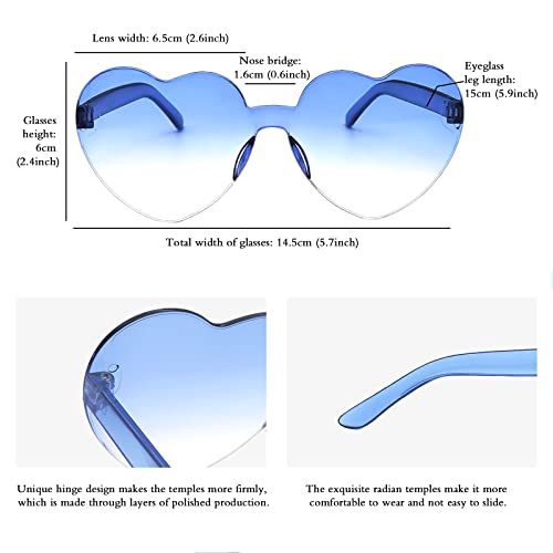 Image of 12 Pairs Heart Glasses Colorful Rimless Heart Shaped Sunglasses Love Glasses for Bachelorette Bride Party Favor