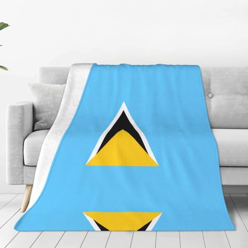WBQLSL Manta de franela ultrasuave con estampado de la bandera de Santa Lucía, adecuada para camas dobles, sofás, camping y como regalo, (80 x 60 pulgadas)