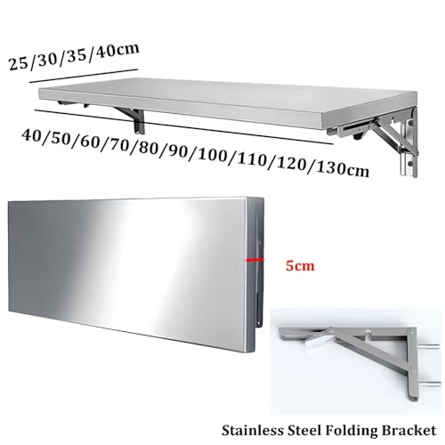 Table murale pliable gain de place avec plateau inox polyvalent