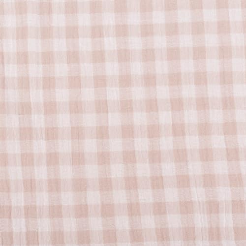 Muslin Fabric Double Gauze Vichy Checked Beige White 1.30 m Br Muslin Fabric Double Gauze Vichy Checked Beige White 1.30 m Br