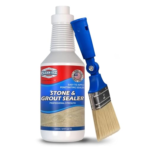 Comparison: Best Sealer For Marble Backsplash 10 Clean-eez Grout Sealer & Stand-Up Brush Combo: Ultimate Floor Tile & Shower Sealant, Heavy Duty Protection for Kitchen & Bathroom, Safeguard Marble, Ceramic & Granite Surface -32 oz Sealer & Brush Set