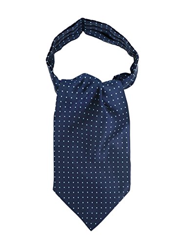 WANYING Uomo Cravatta Ascot Fazzoletto da collo, Retrò e Chic per Signore - A Pois Blu Scuro