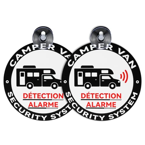 Ancable Juego de 2 pegatinas de alarma para autocaravanas con ventosa, diámetro de 15 cm, para uso en interiores, fácil de quitar, ideal para autocaravanas