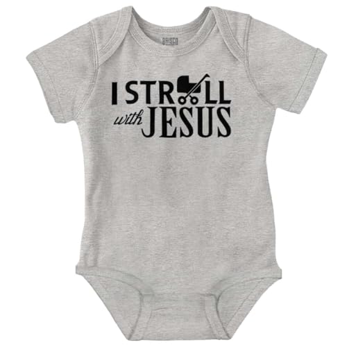Image of Brisco Brands I Stroll Jesus Christian Religious Baby Romper Boys or Girls