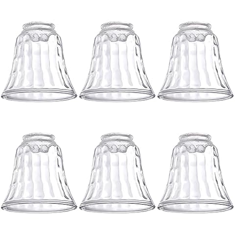 Ceiling fan light covers, Ceiling fan globes replacement glass, Light fixture replacement glass, Dysmio Lighting Replacement Shade Height: 4.75", Depth: 4.75", Width: 4.9" Fitter size 2.25", 6 Pack Cover